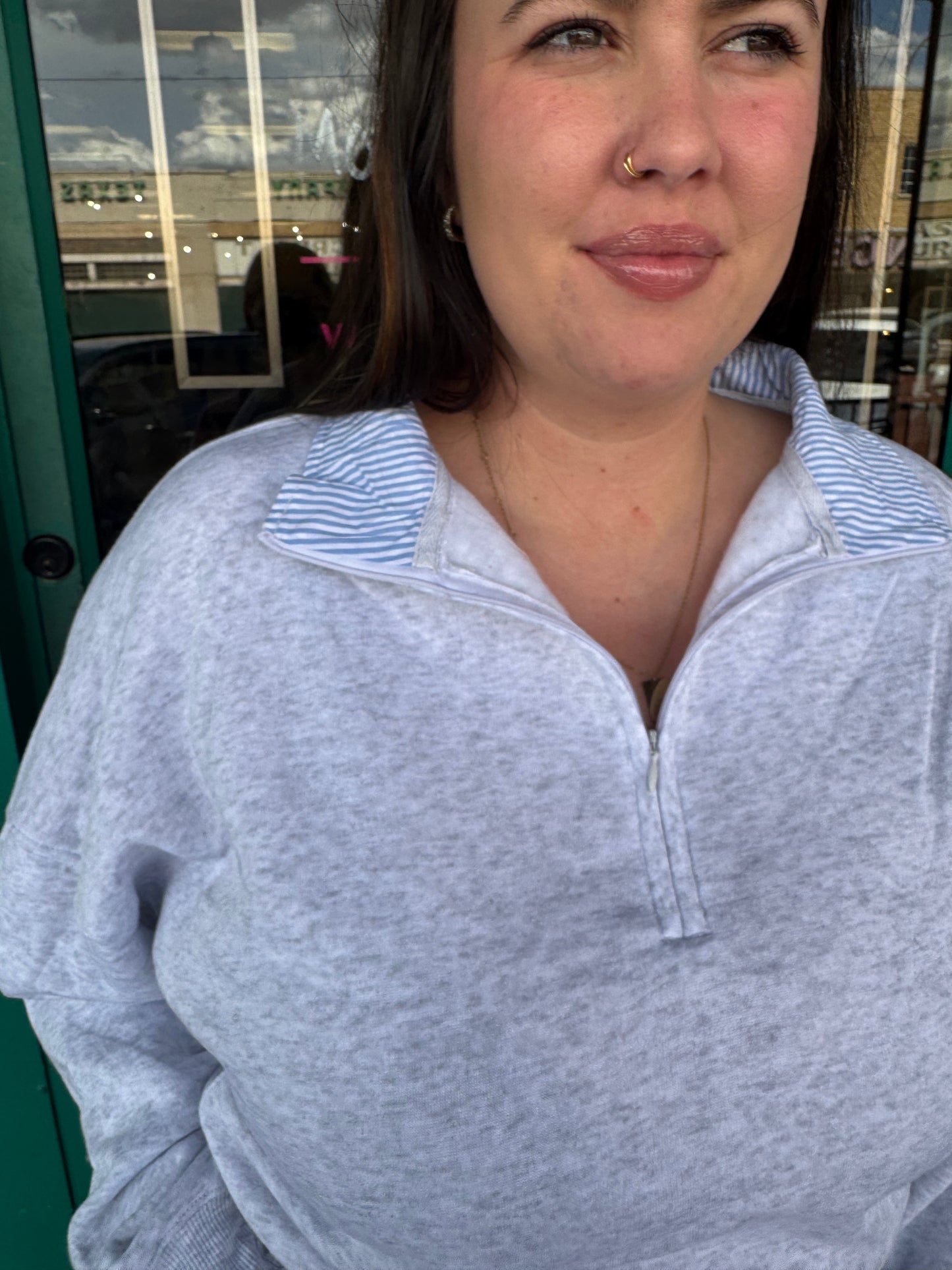 Gray Fleece Half Zip Pullover