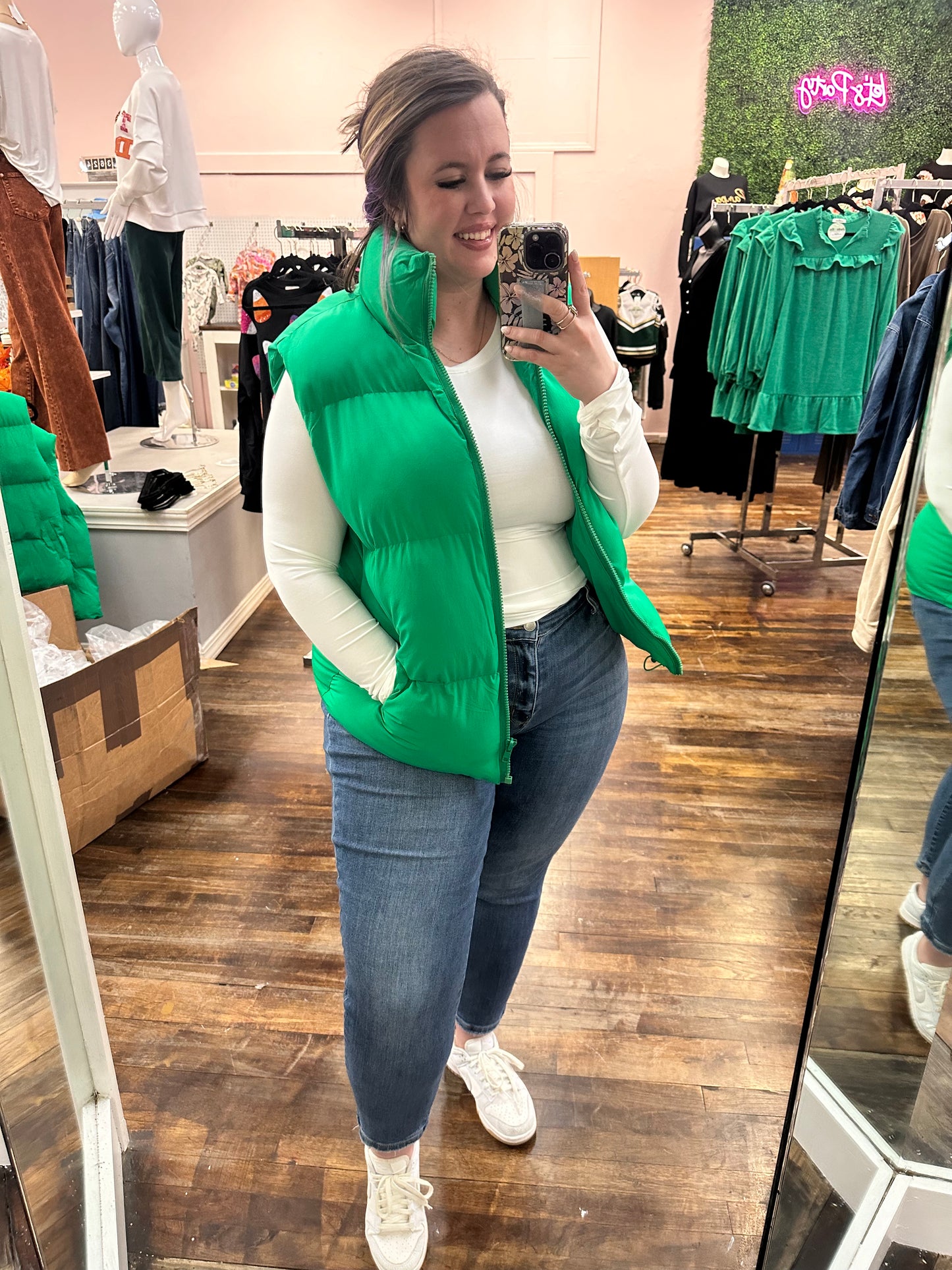 Kelly Green Puffer Vest