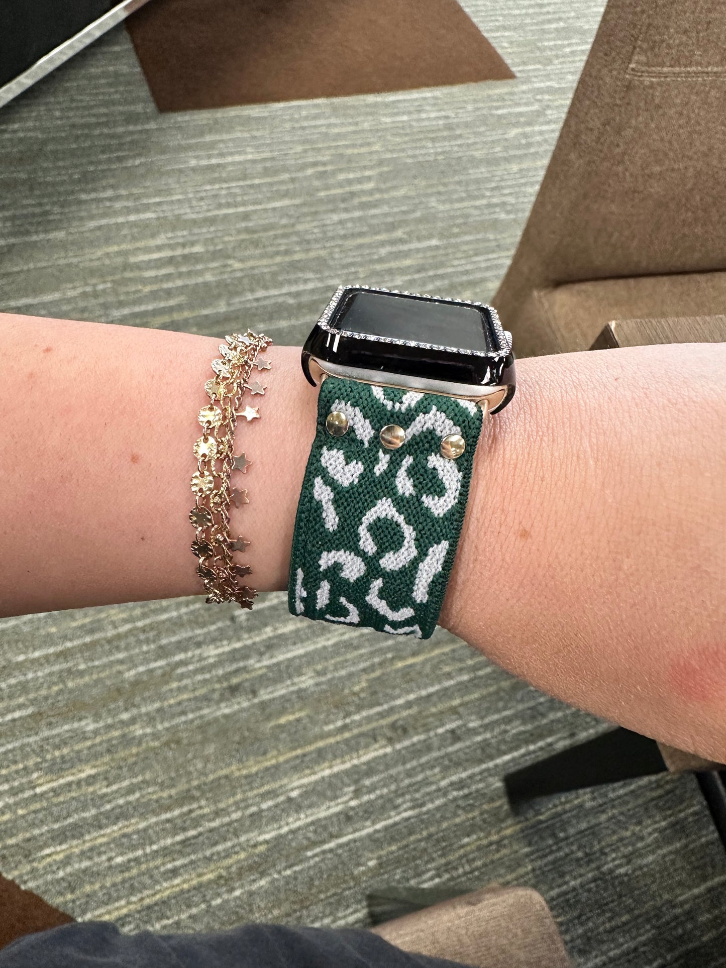 Green Leopard Stretch Apple Watch Band