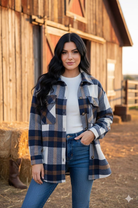 Navy Plaid Shacket