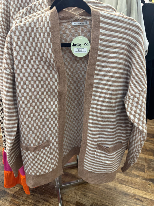 Taupe Checkerboard Cardigan