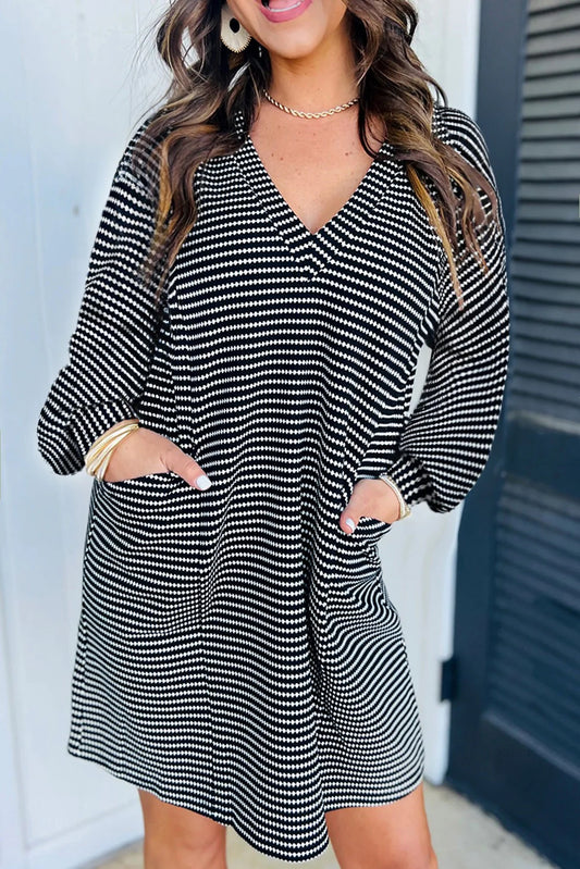 Black + White Striped Shift Dress