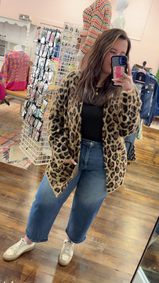 Leopard Open-Front Cardigan