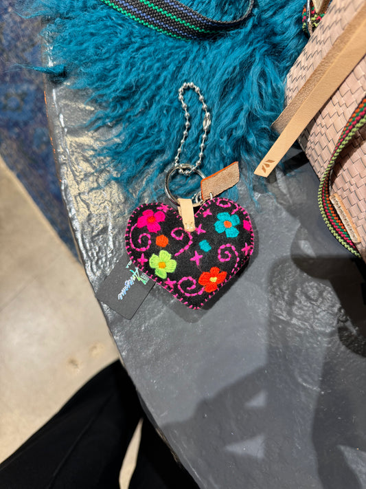 Black Felt Heart Keychain