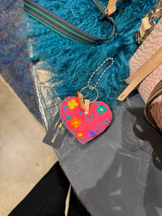 Pink Felt Heart Keychain