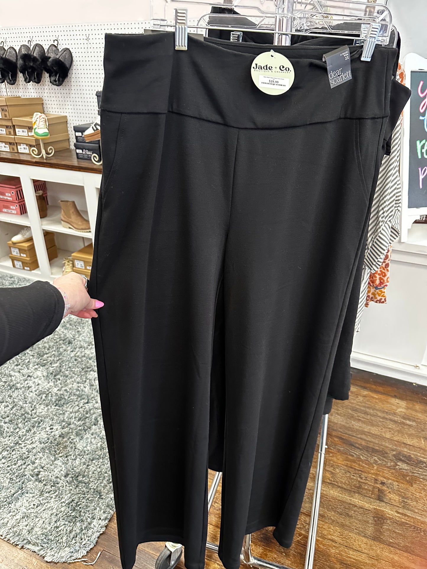 Basic Black Elastic Waist Dress Pants