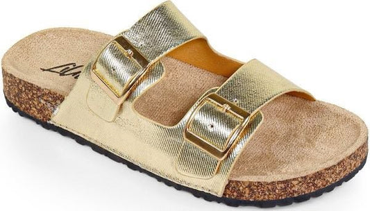 Gold Double Buckle Sandal