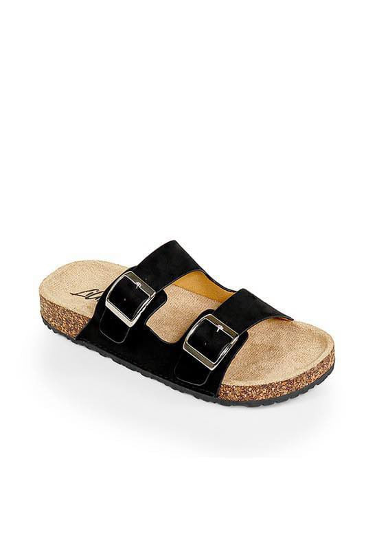 Black Double Buckle Sandal