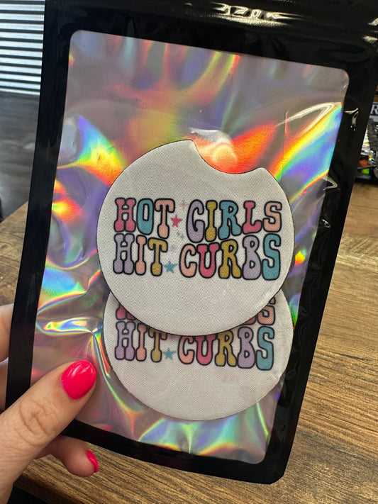 Hot Girls Hit Curbs Car Coasters