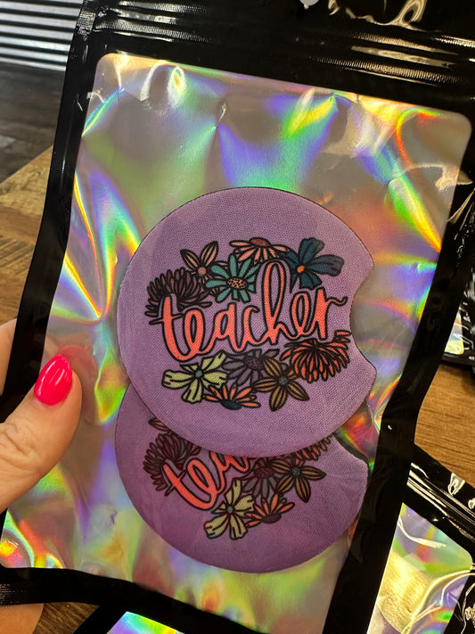 Floral Teacher Car Coasters