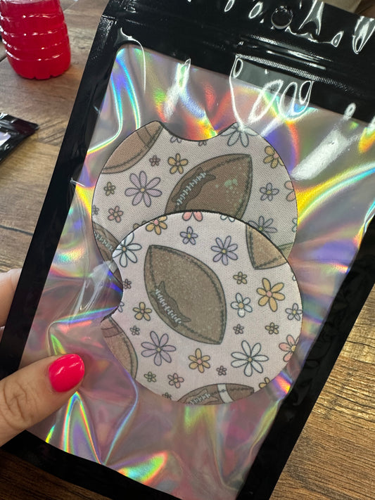 Floral Football Car Coasters
