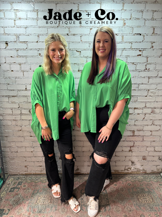 Kelly Green Oversized Blouse