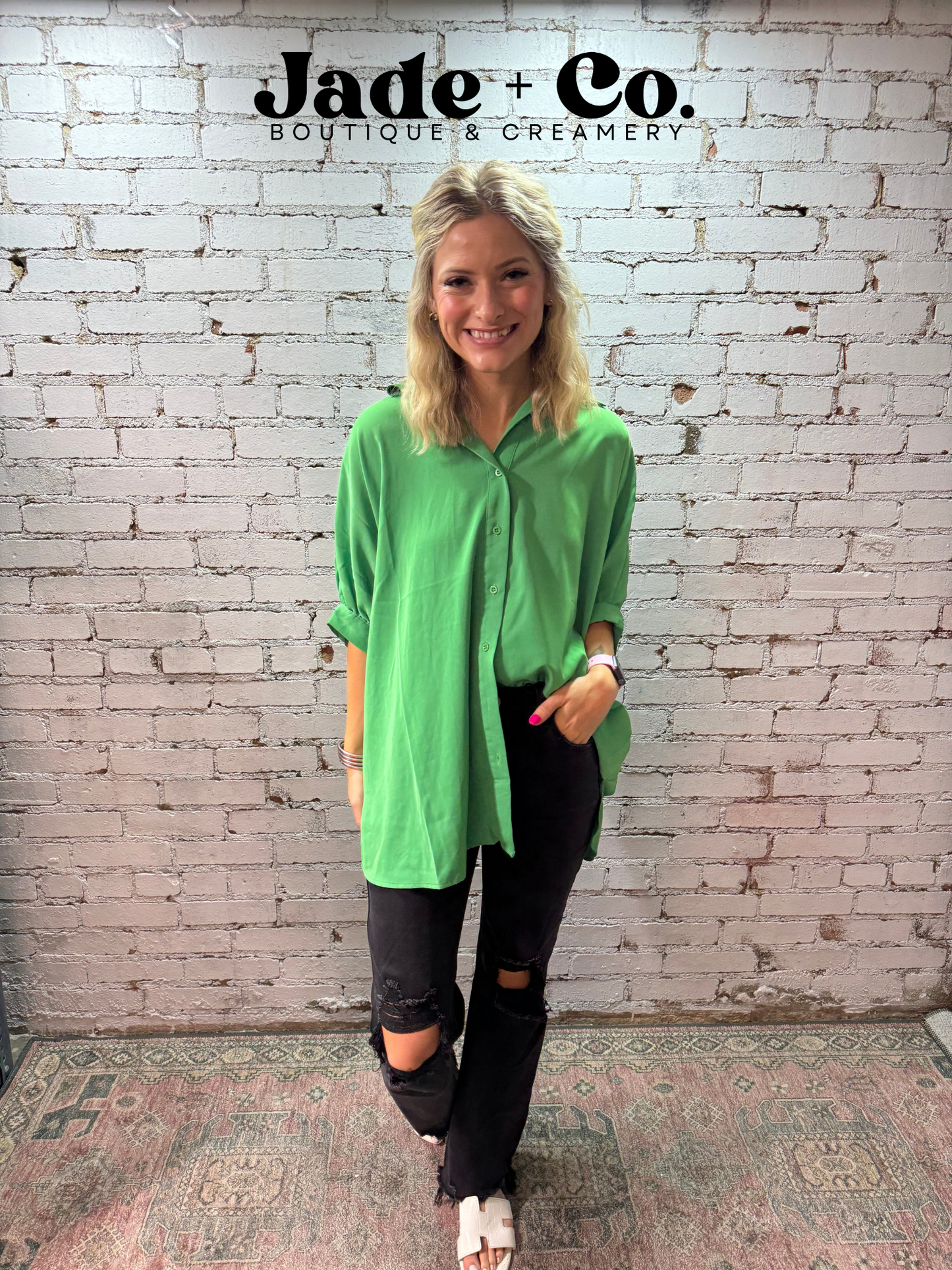 Kelly Green Oversized Blouse