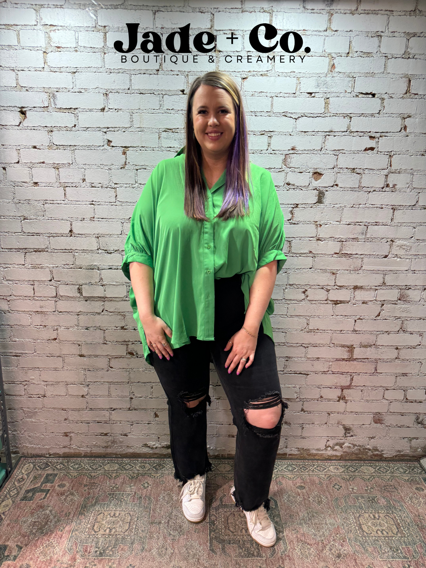 Kelly Green Oversized Blouse