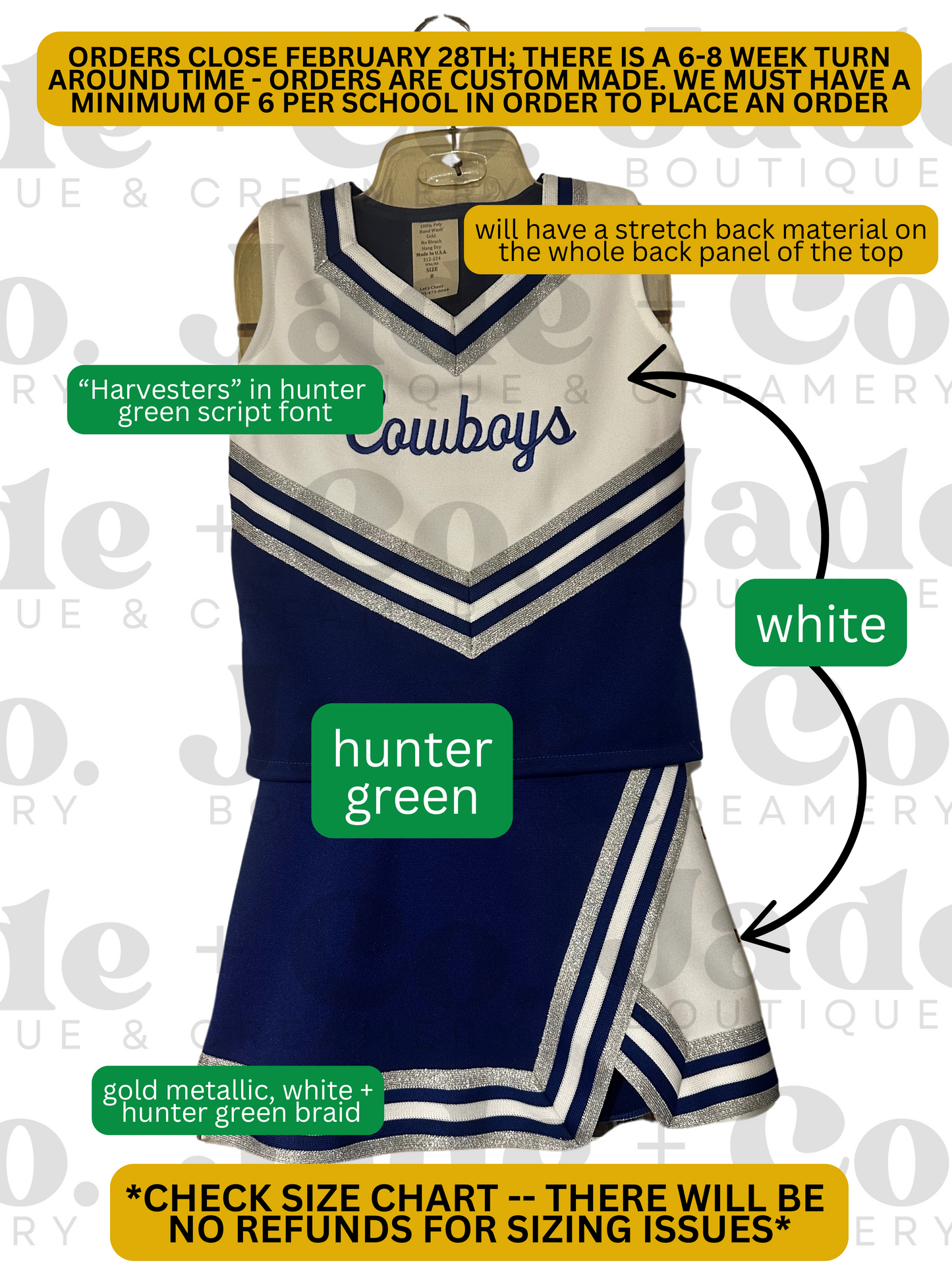 *PRE-ORDER* HARVESTERS Cheer Uniform READ ALL DETAILS!