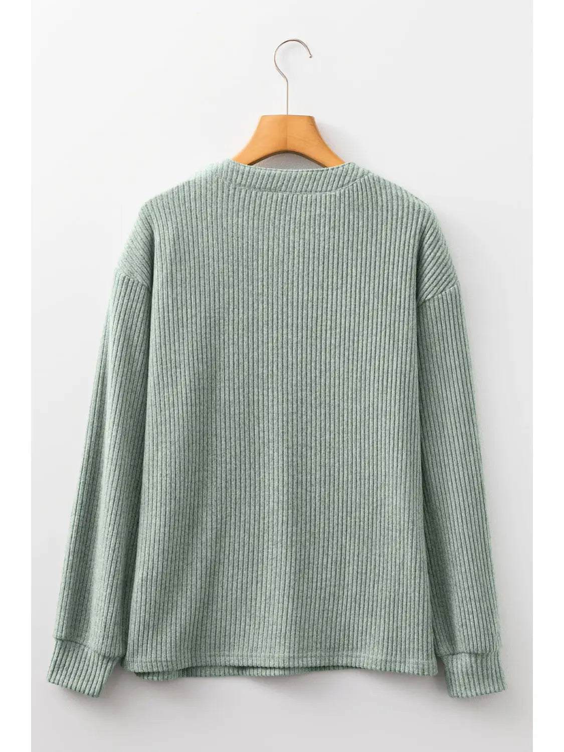 PRE-ORDER ETA DEC 17: Clearly Aqua Solid Ribbed Knit Drop Shoulder Henley Top