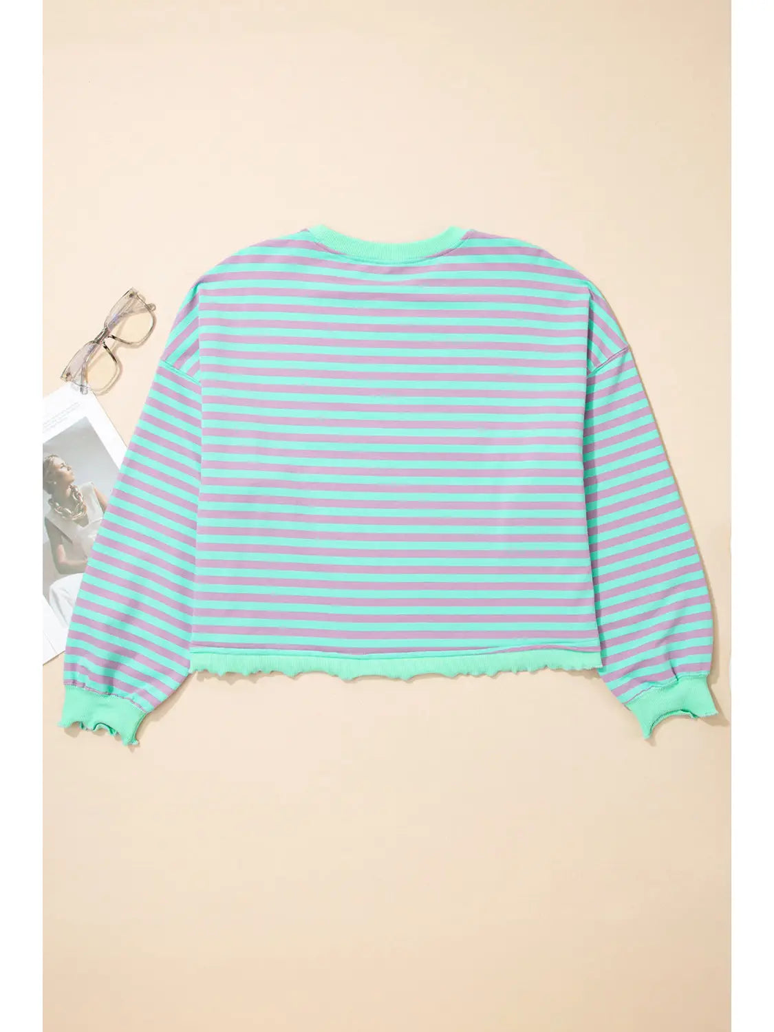 PRE-ORDER ETA DEC 17: Stripe Reverse Seam Contrast Trim Sweatshirt