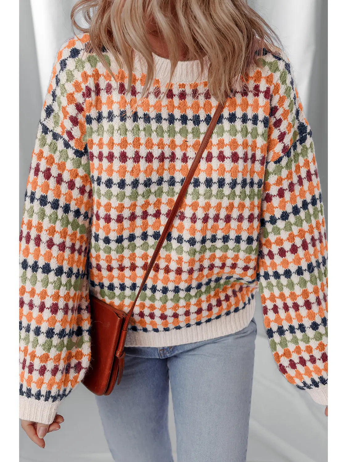 PRE-ORDER ETA DEC 17: Stripe Dotty Knit Drop Shoulder Sweater