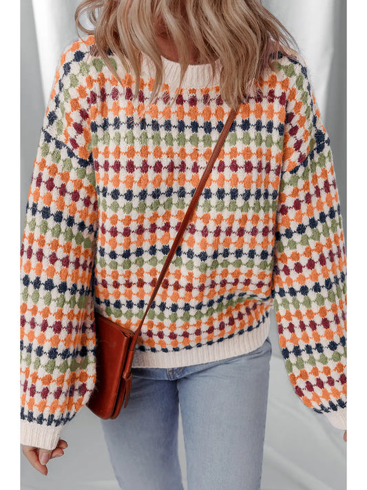 PRE-ORDER ETA DEC 17: Stripe Dotty Knit Drop Shoulder Sweater