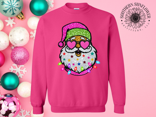 Glitter Santa Gildan Heliconia Crewneck