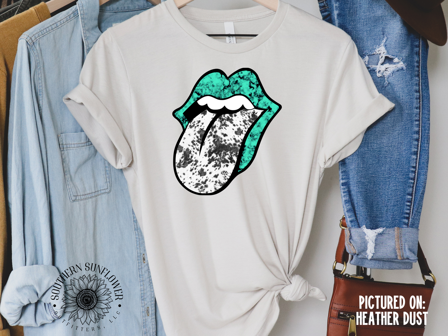 Turquoise & Cow Print Tongue